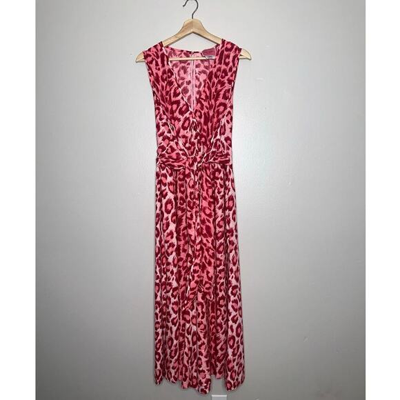 Kate Spade NWT Panthera Tie Waist Wide Leg Jumpsuit Pink Animal Print Size Large - Picture 2 of 10